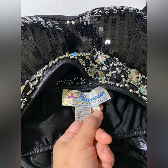 Glamour mature faux leather rocker goth Dance Custom solo costume 2 piece LA - Picture 6 of 13